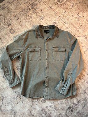 Lucky Brand Olive Garment Dyed Utility Button-Up Shirt Jacket Large